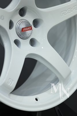 Προσαρμοσμένα σφυρηλατημένα NISMO Rays 57CR τροχούς 370Z 350Z Clubsport λευκά ελαστικά